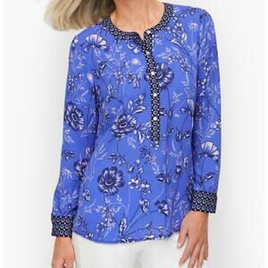 Talbots Blue Floral Blouse Size Small